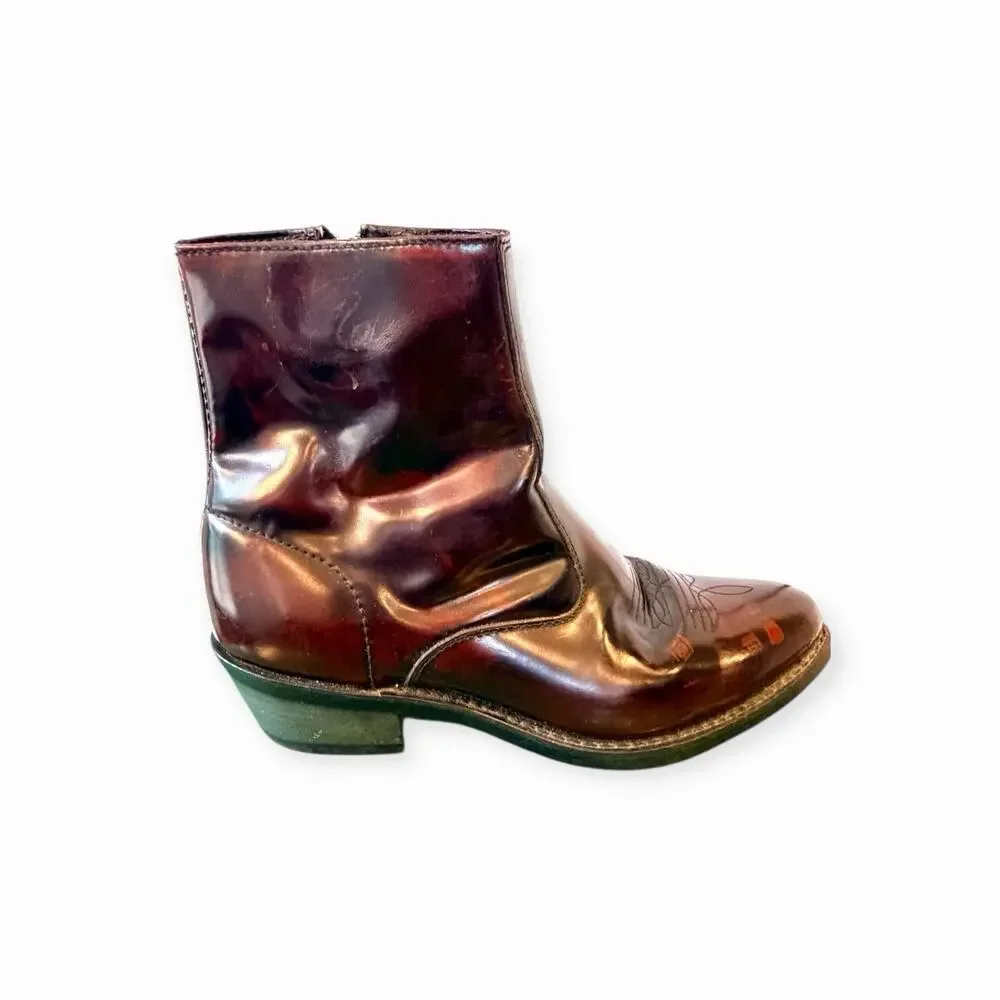 Laredo Men’s Leather Western Boot Size 10EW burgundy Size Zip Oil Resistant